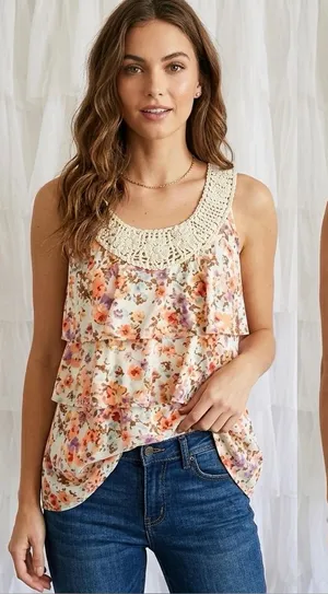 Maurices Women’s Sleeveless Tank Floral Pattern Blouse Size Medium thumbnail 1