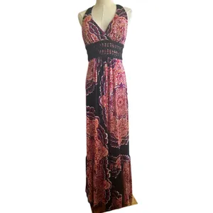 BISOU BISOU Baby Doll Boho Artsy Y2K Maxi Dress Crochet Halter 8 Michele Bonbot thumbnail 2