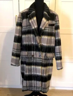Double breasted plaid wool blend coat Size L thumbnail 1