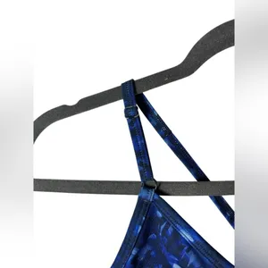 Alo Yoga Blue Abstract Print‎ Strappy Sports Bra Women’s XS Crisscross thumbnail 3