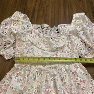For Love & Lemons Magnolia Mini eyelet Dress Floral Puff Sleeve White XS NWT thumbnail 7