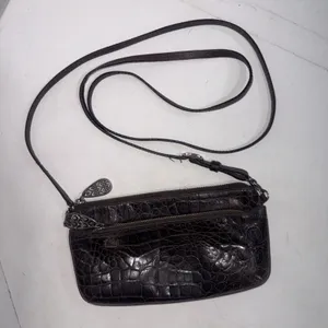Vintage Y2K 90s Brighton Crocodile Leather Croc Wallet Organizer Crossbody Purse thumbnail 10