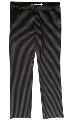 Betabrand Dress Pant Yoga Pant Black Pinstripe Straight Leg Stretch‎ Size Medium thumbnail 1