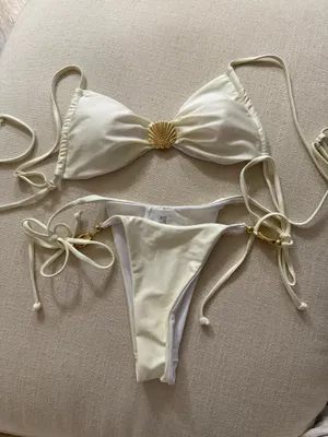 White Seashell Bikini Shein Gold thumbnail 2