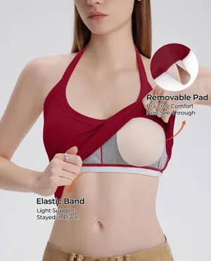 Suuksess Wine Red Ribbed Halter Top thumbnail 5