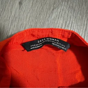 Zara Reddish Orange Short Sleeve Button Down Tie Mini Dress Size‎ XS thumbnail 6