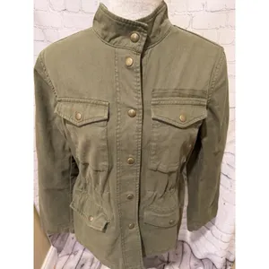Gap Jacket Womens XS Army Green Classic Utility Snap Cinch Waist Military Field thumbnail 2