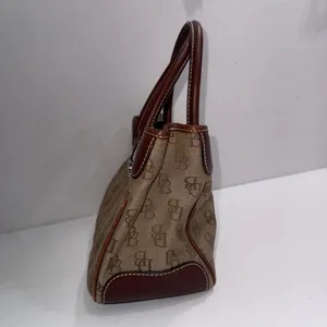 Vintage Dooney & Bourke Y2K Old Money Classic Leather Canvas Satchel Bag‎ Purse thumbnail 3
