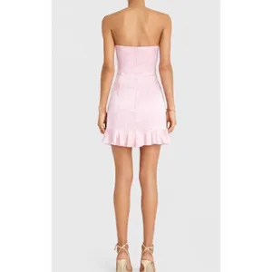 New Amanda Uprichard Magnolia Silk Mini Dress Lotus Pink‎ Strapless Ruffle Small thumbnail 2