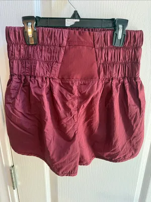 High-Waist Smocked Wine Women’s Shorts thumbnail 2