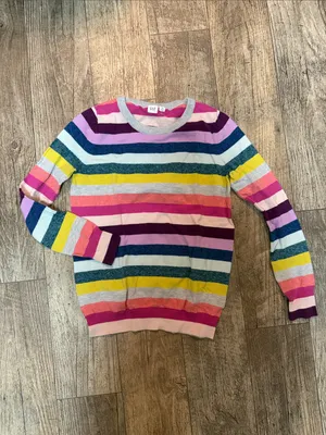 GAP Pink and Gray Striped Knit Sweater thumbnail 3
