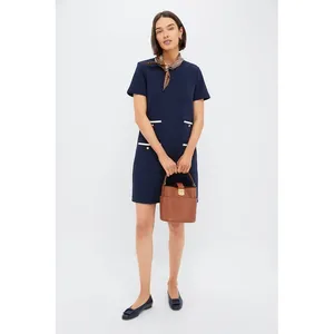 NWT Tuckernuck Francoise Dress Small Navy Knit Shift Old Money‎ Preppy Classic thumbnail 14