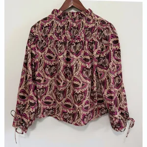 Strut & Bolt Get Familiar‎ Brown Floral Smocked Ruffle Neck Blouse Sz S NWT thumbnail 3