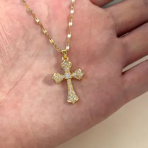 CZ Cross Pendant Necklace for Women thumbnail 4