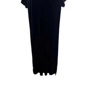 Cassini Black Velvet Maxi Dress V-Neck Short Sleeve Stretch Column Gown Large thumbnail 3