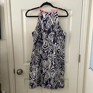 Lilly Pulitzer Terry Shift in Entourage Bright Navy Pink Zebra Safari Size 10 thumbnail 9