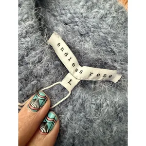 Endless rose Size L NWT BLUE CHUNKY WOOL KNIT DETAILED SWEATER $100‎ thumbnail 9