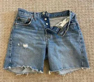 Levi’s Original 501 Button Up Cut Off Denim Shorts W27 thumbnail 1