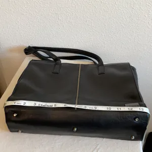 Perlina Black Leather Work Tote handbag thumbnail 5
