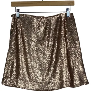 NWT Abercrombie & Fitch Sequin A-Line Mini Skirt Rose Gold Holiday Glam Size S thumbnail 4