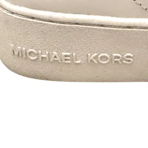 Michael Kors White Leather Low Top Sneakers Green Croc Trim Perforated Womens 8M thumbnail 3