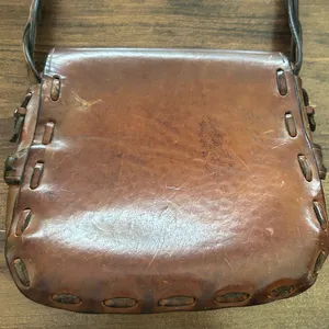 Vintage Leather Crossbody Bag Brown Braided Strap Boho Retro Rustic 60s 70s‎ thumbnail 8