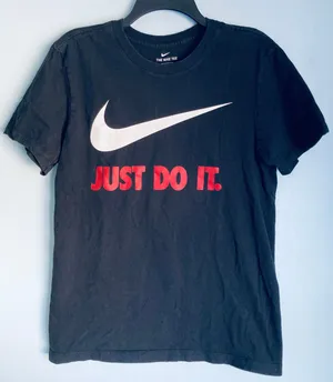 Nike Swoosh Tee Size Small Black Just Do It Casual thumbnail 1