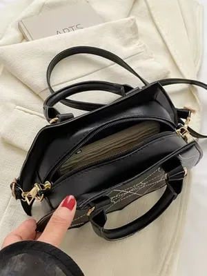 Black Spiderweb Stitch Bat-Shaped Handbag - Women Bags thumbnail 2