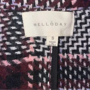 Melloday by Nordstrom S Wool Blend Pea Coat Black Plaid Longline Oversized thumbnail 3