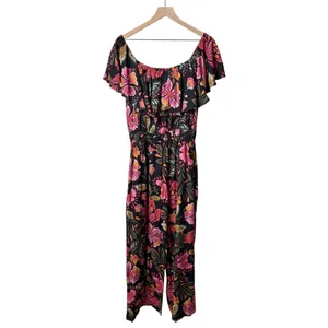 NWT City Chic Floral Print Off The Shoulder Jumpsuit Pink Black Orange Size 14 thumbnail 5