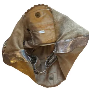 Chico’s Cirque Gold Leather Embellished Hobo Bag Sz. L Unique Braiding 18X12 thumbnail 4