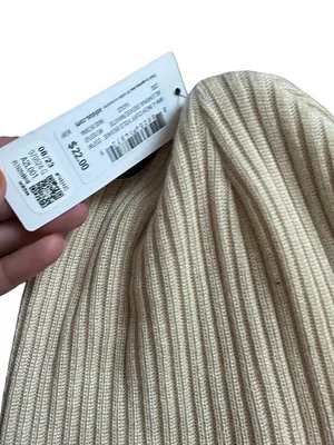 ADIDAS Womens Beige Neutral Ribbed Beanie Winter Hat OS NEW with tags thumbnail 4