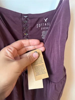 American Eagle Women’s Spaghetti Strap Lace-Up Cami Tank Top - Plum- NWT thumbnail 4