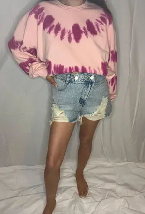 Asymmetrical Distressed Denim Shorts  thumbnail 3