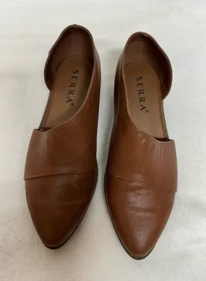Serra Tan Brown Pointed-Toe D’Orsay Leather Flats thumbnail 1