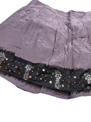 ✨🖤 Free People Embellished Silk Blend Mini Skirt Boho Festival Y2K Small 🖤✨‎ thumbnail 3