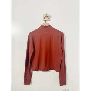 Lululemon Rulu Running Cropped 1/2 Zip Dark Terracotta Womens Athletic Top 10 thumbnail 5