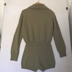 Emory Park Knit Romper Sz S Y2K Olive Green Button Front Gorpcore Club New thumbnail 4