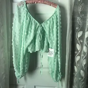 New ASOS long balloons sleeve textured with tie neck detail oversized babydoll t thumbnail 6