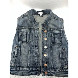 Vintage 90s Style Express Denim Blue Jean Jacket Sleeveless Vest, M thumbnail 5