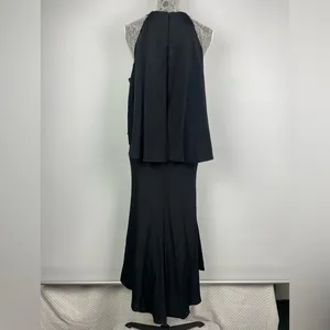 Kobi Halperin Black 100% Silk Open Shoulder Cape‎ Halter Dress Size 6 thumbnail 4