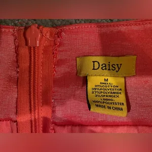 Daisy Coral Strapless Tube Top Mini Short Dress Women's Sz Medium thumbnail 3