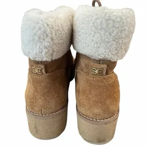Sam Edelman Franc Suede Hiking Platform Wedge Booties Faux Fur Trim Size 6.5 thumbnail 4