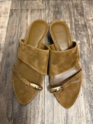 Vince Suede Open-Toe Mule in Cognac with Gold Accent Size 5.5 thumbnail 7