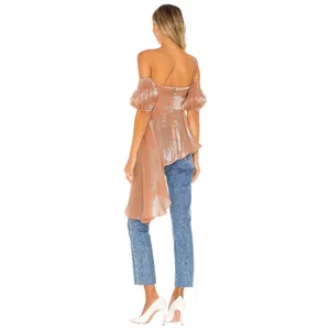 LOVERS + FRIENDS Rola Asymmetrical Off-Shoulder Top, Peach Pink, Small thumbnail 4