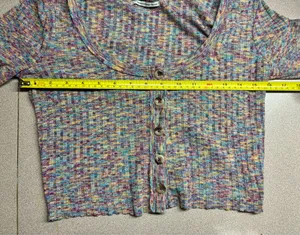 Urban Outfitters Women’s L Striped Button Down Knit Long Sleeve Cropped Top -EUC thumbnail 8