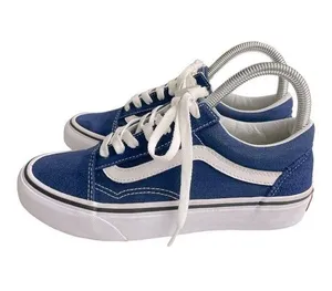 Vans Classic Old Skool Low Top Blueprint Blue Cobalt Suede Lace Tie M 5, W6.5 thumbnail 1