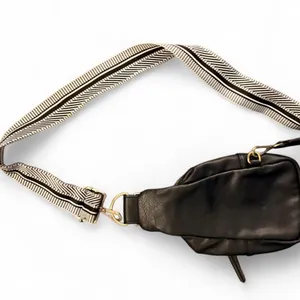 Anthropologie Urban Originals Black Faux Leather Sling Belt Bag Guitar Strap thumbnail 2