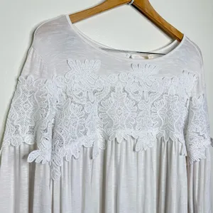 Adiva Flowy Crochet Lace Detail Boho Top High Low Women’s Size Large Summer thumbnail 2