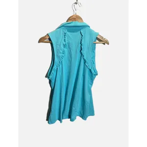 Lilly Pulitzer Luxletic Polo Women XL Blue Ruffle Sleeveless Golf Tennis Top thumbnail 5